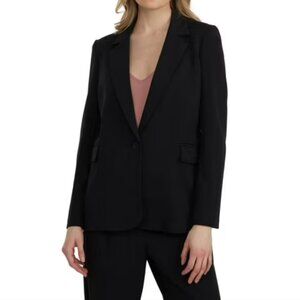 Bar III Women's Dress Blazer Size Small Solid Black Career Textured Soft